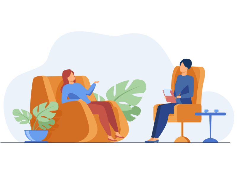 Sala aconchegante de terapia representando acolhimento psicológico