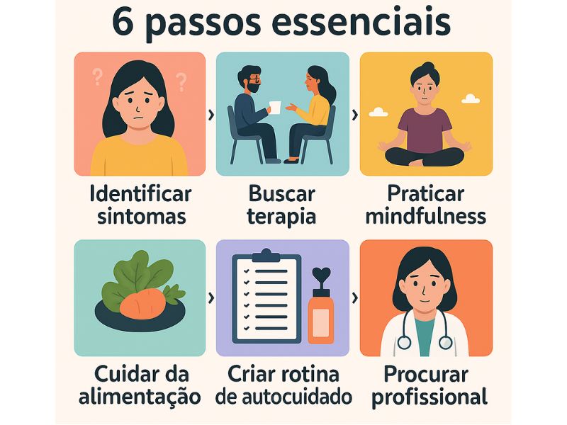 Infográfico das etapas para superar a ansiedade