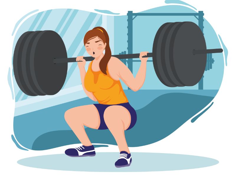 Mulher em academia levantando pesos, demonstrando fortalecimento muscular e impacto no metabolismo