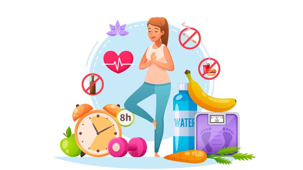 Mulher meditando acerca de um estilo de vida saudável e os 7 pilares do bem-estar